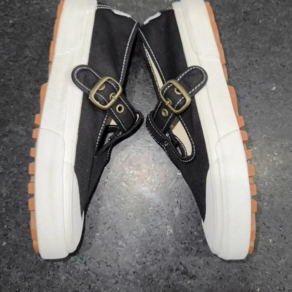 NEW VANS STYLE 93 BLACK CANVAS WHITE RUBBER MARY JANE SNEAKERS BUCKLE SZ 9.5 - Picture 11 of 13